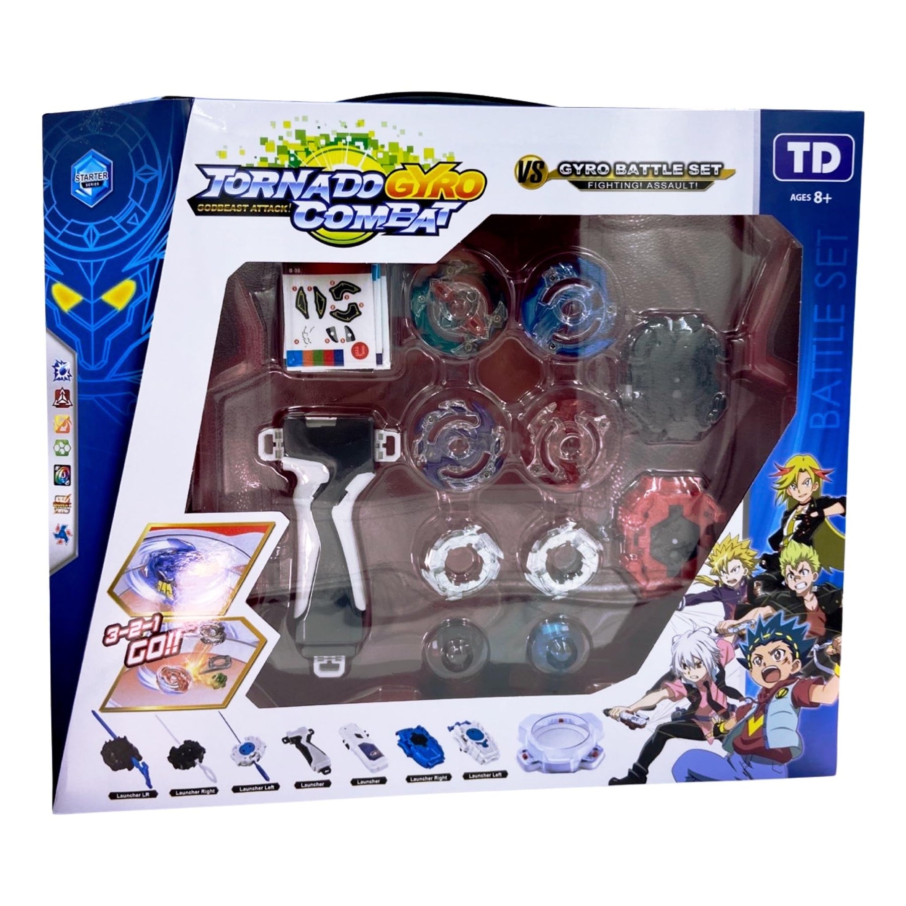 Tornado Gyro Combat - 4 Beyblades + Arena + Lançadores