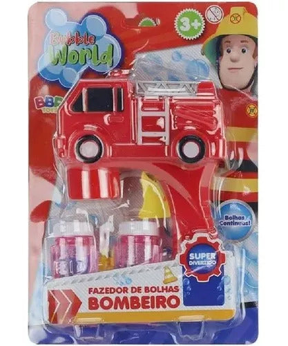 Lança Bolhas De Sabão Bombeiro Pilha Cor Vermelho