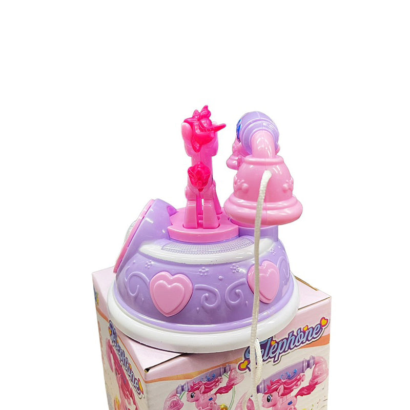 Telefone Brinquedo Pônei Unicórnio Rosa Musical Luz Celular