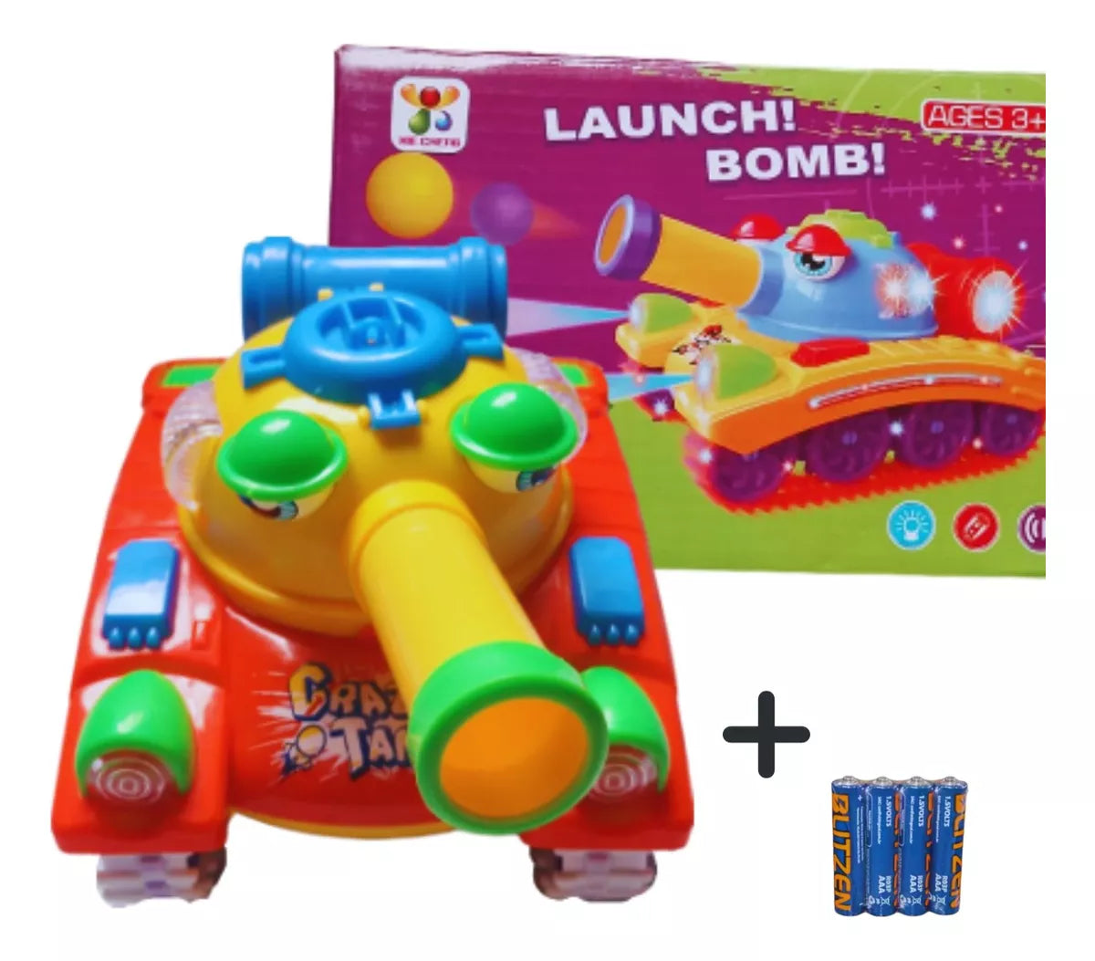 Tanque De Guerra Brinquedo Infantil Atira Bolas C/ Luz Som