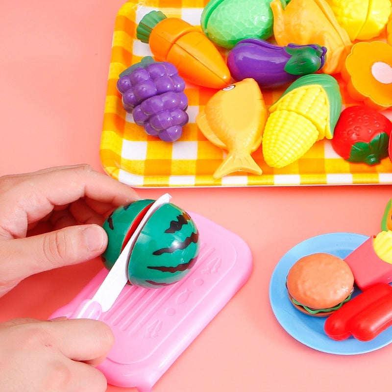 Comidinha De Brinquedo Infantil Com Velcro Para Cortar Fruta Educativo Alimentos Reutilizáveis Cozinha