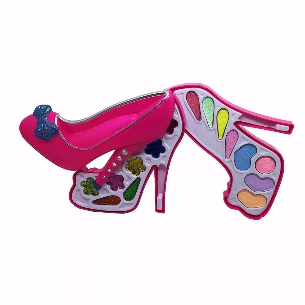 Kit Maquiagem Princesas Infantil Rosa Pink Formato De Sapato Anti Alergico Brinquedo