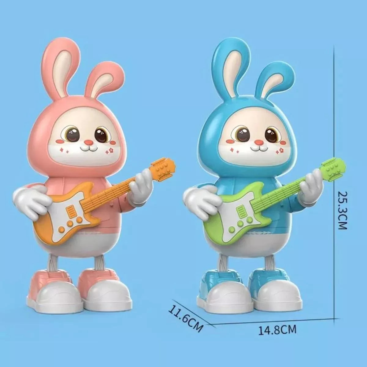 Coelho Musical Dançante - Brinquedo Educacional com Luzes e Guitarra para Crianças