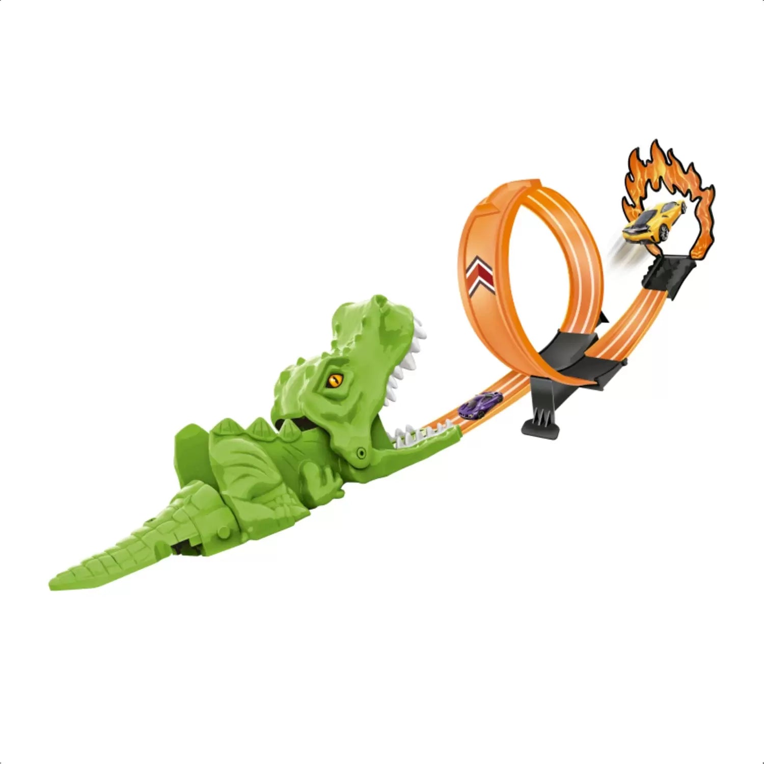 Pista Com Looping Tubarão Dinossauro Com Lançador