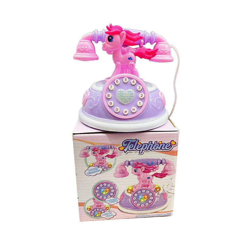 Telefone Brinquedo Pônei Unicórnio Rosa Musical Luz Celular