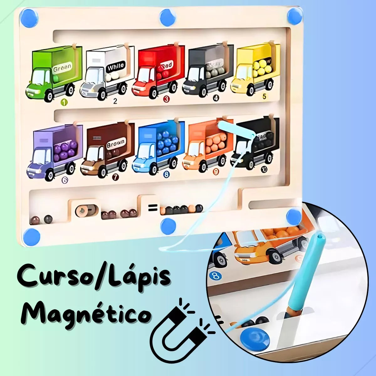 Jogo Educativo Labirinto Cursores Magnético Numérico Madeira