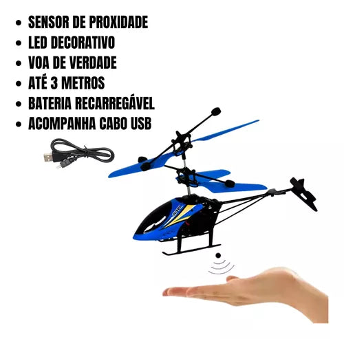 Helicóptero Sensor Mãos Avião Voa Brinquedo Recarregável