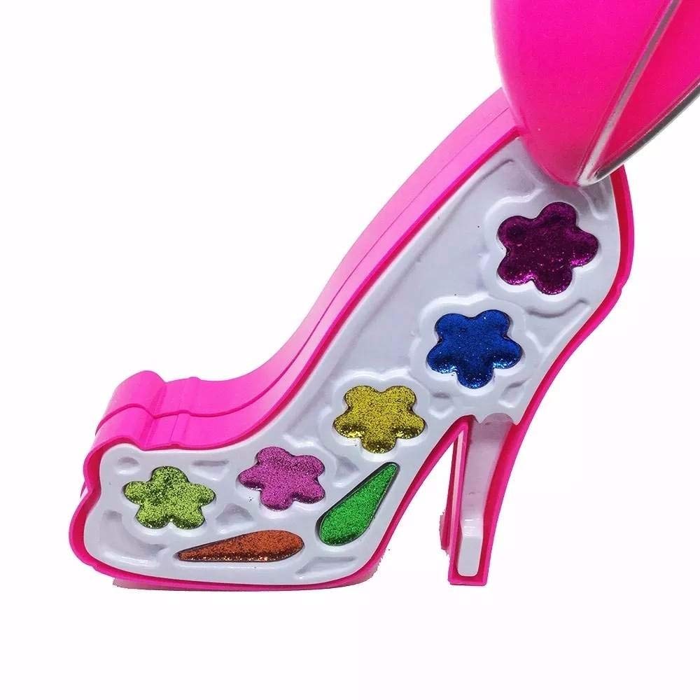 Kit Maquiagem Princesas Infantil Rosa Pink Formato De Sapato Anti Alergico Brinquedo