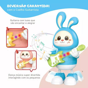 Coelho Musical Dançante - Brinquedo Educacional com Luzes e Guitarra para Crianças