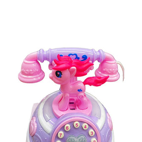 Telefone Brinquedo Pônei Unicórnio Rosa Musical Luz Celular