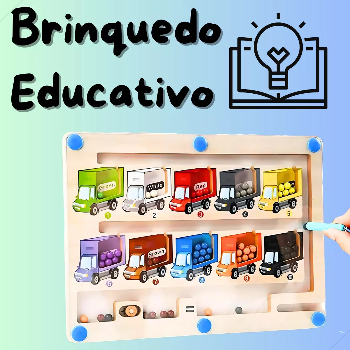 Jogo Educativo Labirinto Cursores Magnético Numérico Madeira